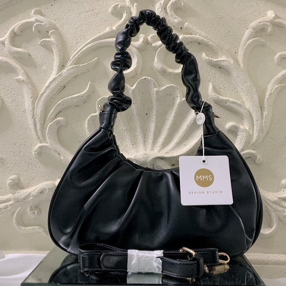 Black Ruched Mini Handbag NWT - Picture 4 of 9